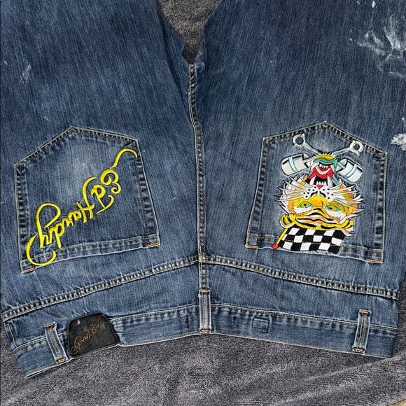 Stylish Blue Denim Jeans with Patchwork - Picture 7 of 13